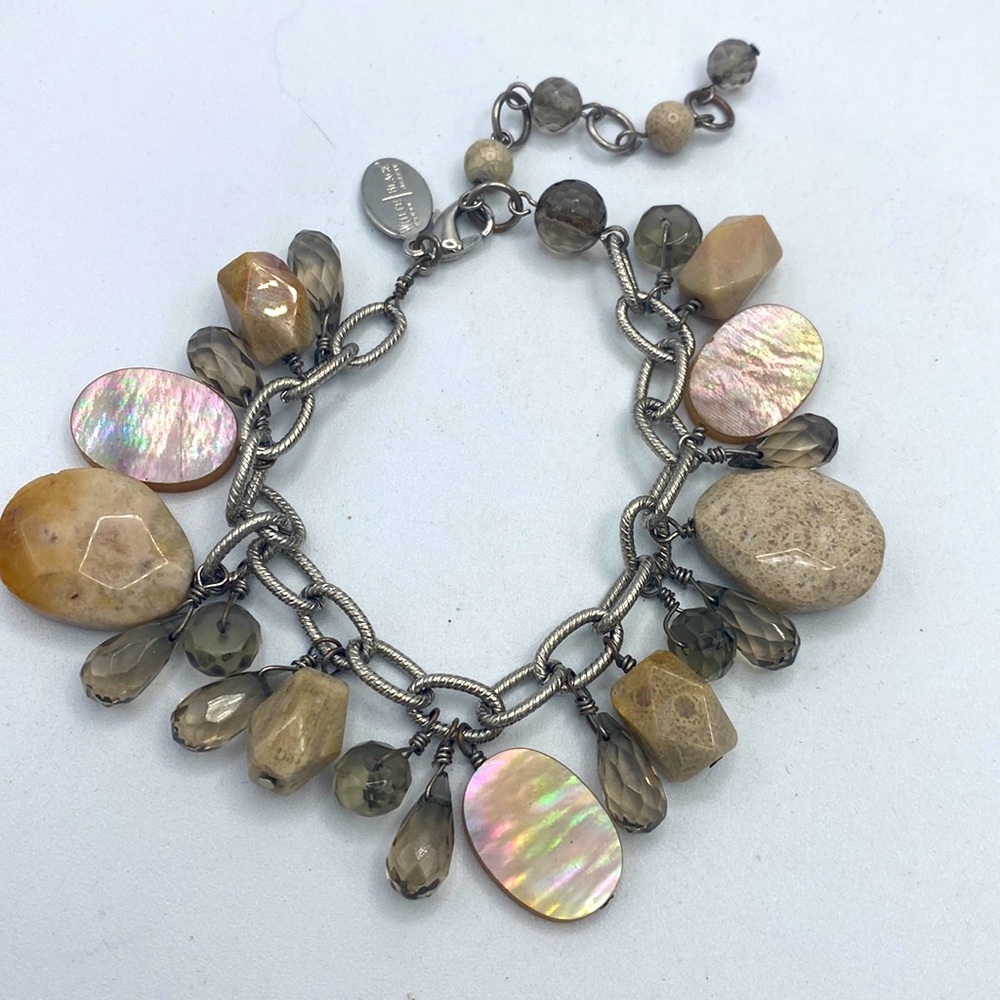 White House Black Market Gemstone Abalone Crystal Adjustable Charm Bracelet